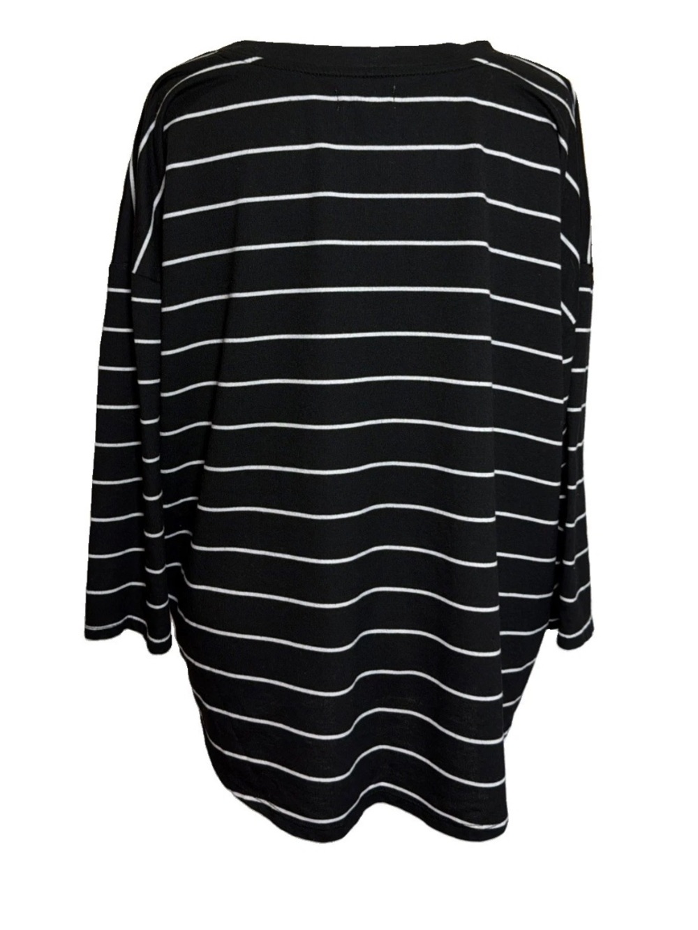 24/7 Maurices Black/White Striped 3/4 Sleeve Top Stretch Women's XXL Preppy - Picture 3 of 11